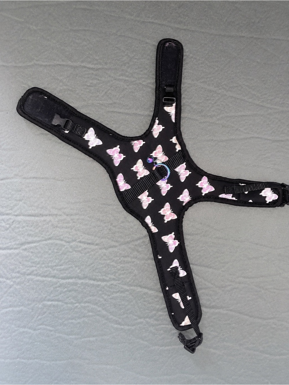 Butterfly Print Adjustable Pet Harness Black Pink Small Dog Cat Vest Harness